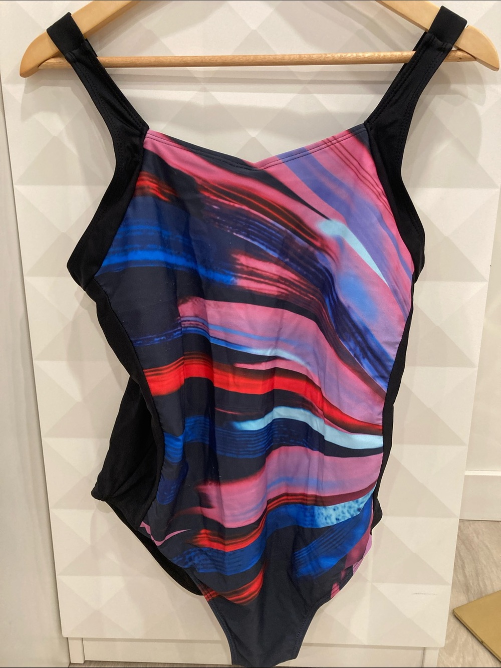 Women's One-Piece Swimsuit in Multicolor Wave Print